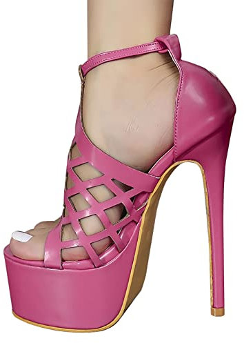 Femmes Talons Hauts Plateforme Robe Pompes Sandales Chaussures D'été pour Fête Mariage Club Décontracté Sandale Ouvert Bout Carré,Pink,37 EU/6 US