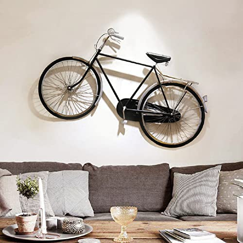 MANUKS 3D Vintage Wanddeko Metall Motorrad und Fahrrad Wandornament Wandobjekt, Modern Design Handgemachte Wandschmuck Wandbilder Wohnzimmer Schlafzimmer (B)