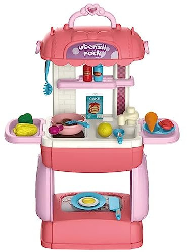 【𝙋𝙧𝙞𝙢𝙚 𝘿𝙚𝙖𝙡】 2in1 Premium Kinder Küche für unterwegs, Spielzeug ab 3 Jahre