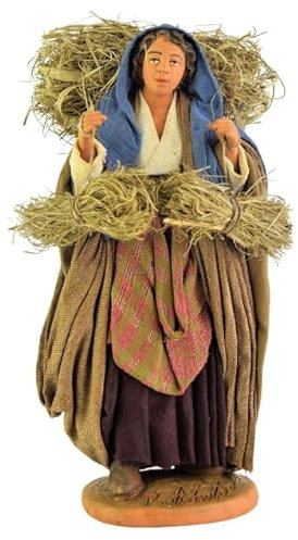Holyhome Campesino con paja cm 20 (7,87 Inch) - Belén Napolitano Terracota Vestida