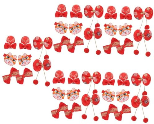 FRCOLOR 40 Pz Fermaglio Con Nappa Rossa Diadema Rosso Mollette Per Bambini Acconciatura Con Fiocco Clip Archi Fermagli Per Da Festival Tiara Carta Di Emissione Ferro Pizzo Bambino