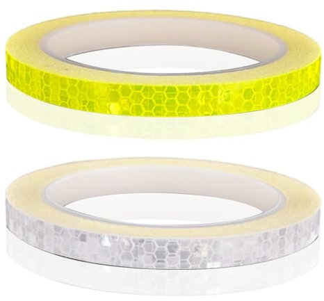 2 Rollen Reflektierende Klebeband, 10mm x 8m Reflektierende Aufkleber, Selbstklebende Wasserdicht Aufkleber, Glow In The Dark, Hohe Intensität Reflektor Warnband Für Autos, Motorrad, Helme, Fahrzeug