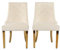 HYGRAD Luxury Velvet Lion Knocker Dining Chairs Soft Padded Executive Dining Chairs Chrome Gold Legs For Home Kitchen Cafe Restaurant (2, Cream With Gold Legs)