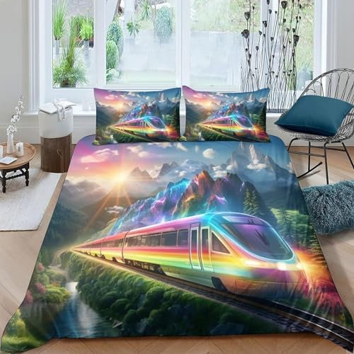 EXSANLIEAY Express Zug Bettwäsche 135x200 Farbe Bettbezug 3 Teilig Set mit 2 Kissenbezug 80x80 cm, Weich Mikrofaser Bettwäsche-Sets mit ReißVerschluss