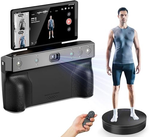 Revopoint MIRACO PRO 32GB RAM Handheld Hochgeschwindigkeitsscanner für 3D Druckers WiFi 3D Scanner 180° Flip Screen Inklusive 5000mAh schnell aufladbarem Akku mit Auto Karussell 200 kg Belastbarkeit