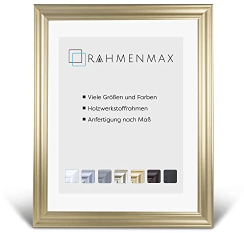 RahmenMax Neapel Barock Bilderrahmen Posterrahmen 60x80 cm Puzzlerahmen Farbe Gold Schlicht 80x60 cm mit weisser Rückwand und klarem Arcylglas
