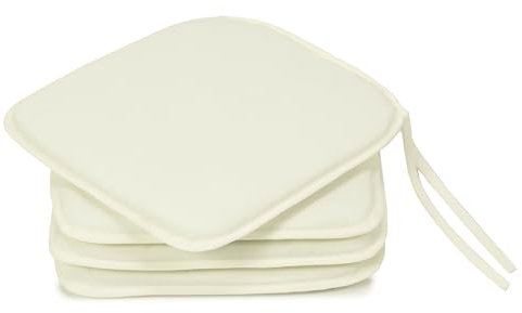 ZOLLNER 4er Set Sitzkissen in 38x38cm - gemütliche Stuhlkissen mit Bindebänder - waschbar bis 30°C - in beige - Oeko Tex® Zertifiziert