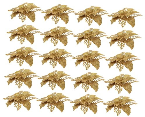 Ciieeo 40 STK Hohle künstliche Dekorationen für Zuhause dekorative Kunstblume weihnachtsdeko künstliche blüten Weihnachtsgirlande Christbaumschmuck Weihnachtskranz-Accessoire