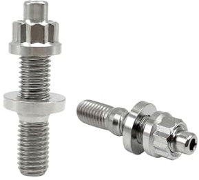 RISON-Titanium Juego de 2 Pernos de Espárrago de Colector de Escape en Titanio M8x1.25x45mm, Tuercas Autoblocantes Arandelas de Espárragos de Sistema de Escape de Coche Moto para Ford, Honda