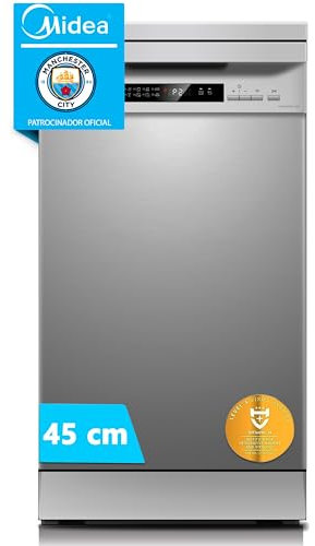 Midea Lavavajillas 45 cm+++ Inox para 10 servicios - Lavaplatos libre instalación - Compacto con 8 Programas de Lavado integrable - Filtro Antibacterias, Programación Horaria, Auto Door Open y WIFI