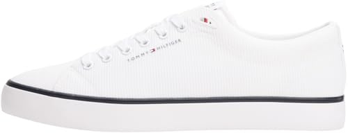 Tommy Hilfiger Sneaker con Suela Vulcanizada Hombre Mesh Low Top, Blanco (White), 41