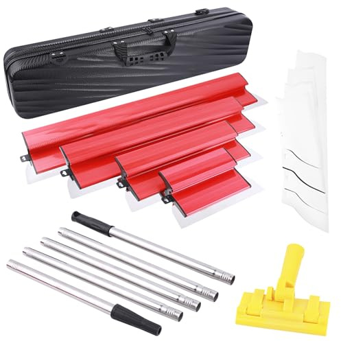 Trockenbau-Klingen-Set, 25,4 cm, 40,6 cm, 61 cm & 81,3 cm Skimming-Klingen, 198 cm Verlängerungsgriff, 0,5 mm und 0,35 mm Klingen, Edelstahl-Konstruktionsmesser-Endkappen, Glättungsband für Trockenbau