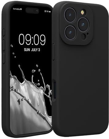 kwmobile Case Compatible with Apple iPhone 16 Pro Case - Slim TPU Silicone Phone Cover - Soft Touch Finish - Black