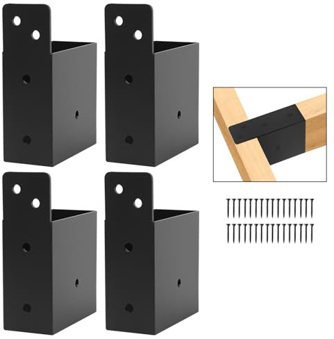 Lot de 4 supports de pergola de 5,1 x 10,2 cm (réel 4,1 x 9,1 cm), supports de garde-corps de terrasse, connecteurs de bricolage pour tonnelles extérieures, cabines en rondins, véranda, abri auto,