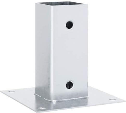vidaXL Pfostenträger Quadratisch 12 Stk. Silber 71x71mm Stahl Verzinkt, Pfostenschuh, Stützenschuh, Pfostenhülse, Pfostenanker, Stützenfuß