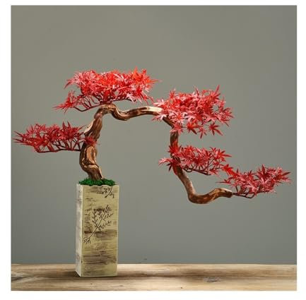 YQINQIN83B Künstliche Bonsai Chinesischer künstlicher Bonsai-Baum, Heimdekoration, gefälschte Pflanzen, roter Ahorn for Wohnzimmer, Büro, Hotel Künstliche Pflanze