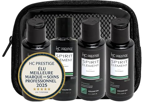HC Prestige Express-Volumen-Set – Routine für feines Haar, 4 x 100 ml, Reiseformat – Shampoo, Maske, Flüssigkeit & Detox – Glanz, Dichte & Leichtigkeit – vegan, ohne Sulfate, hergestellt in Frankreich
