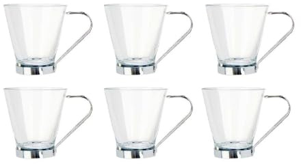 Emeco 6 Latte Macchiato Gläser 140ml Kaffeegläser Teeglas mit Metal Henkel
