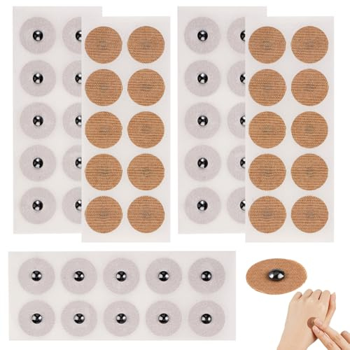 5 Bögen 50 Magnetische Akupressur Pflaster, Magnetische Akupunkturpflaster | Akupunktur Magnetic Patches, 21 mm Magnetpflaster für Linderung von Knie- und Rückenschmerzen bei Erwachsenen