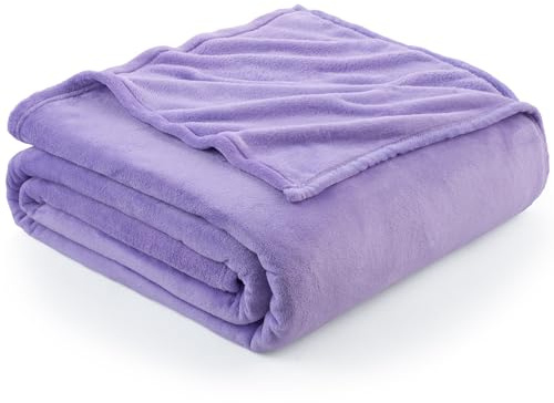 EHEYCIGA Single Fleece Throw Blanket for Sofa 130x165cm, Light Purple