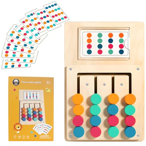 Montessori Spielzeug ab 3 4 Jahre – Holz Schiebepuzzle – Farben Sortierspiel Lernspielzeug zur Förderung von Logik & Feinmotorik – Pädagogisches Spielzeug Geschenk für Kinder, Senioren & Demenzkranke
