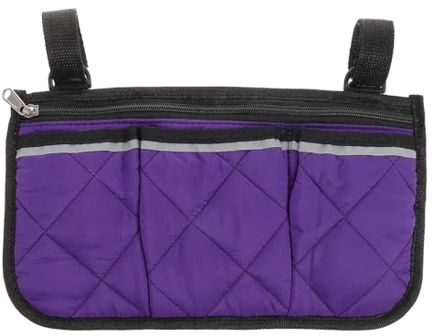 Rollstuhl Armlehnen Aufbewahrungstasche Seitentasche Organizer Lila | Polyester Pongee, PP Baumwolle und Nonwoven, Große Kapazität, Abnehmbar, Robust
