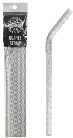 Terporium Seed of Life Etched Quartz Straw (Single) | 10mm OD x 200mm (7.85”) Long with Bend | 100% Quartz | Reusable, Eco-Friendly, and Dishwasher Safe