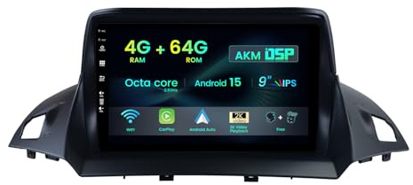MISONDA 4G+64G 9 Zoll 2 Din Android 15 Autoradio Stereo Für Ford Kuga Escape C-max (2013-2017) Radio mit GPS Navi-Unterstützung BT| DAB+| USB| Carplay| WLAN| 4G| SWC| RDS| DSP