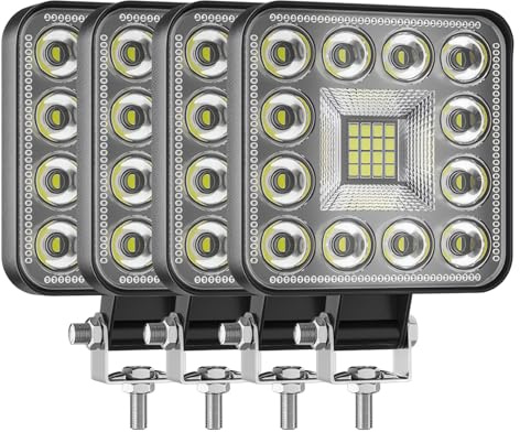 GLL 4 Stück LED Arbeitsscheinwerfer 12W 12V 24V für Traktor Bagger Square | ultraflach 20 mm, 84 x 84 mm, Arbeitslicht für Gabelstapler, ATV, LKW, nur für Offroad- und Arbeitseinsatz