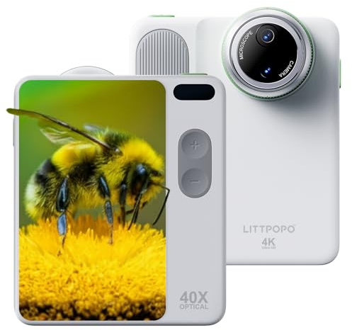 LiTTPOPO MicroCam-X1 Digital Camera, 12MP CMOS Sensor, 400X Microscope, 4K Video, Autofocus, 3.5 LCD | Compact Kids Camera for STEM Learning | Point & Shoot, Portable, Travel, Ideal Gift for All Ages