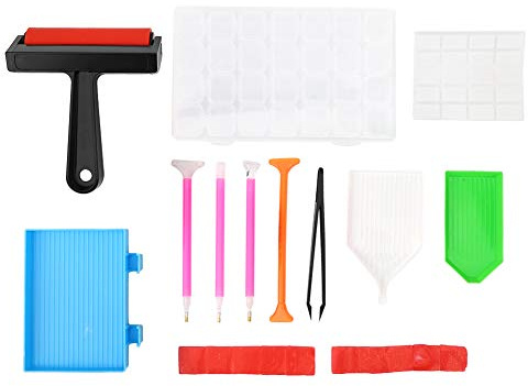MEEVINWH Ensemble d'outils de rouleau de peinture diamant pour bricolage, rouleau de perles de qualité supérieure, boîte de rangement avec 28 compartiments, 4 stylos