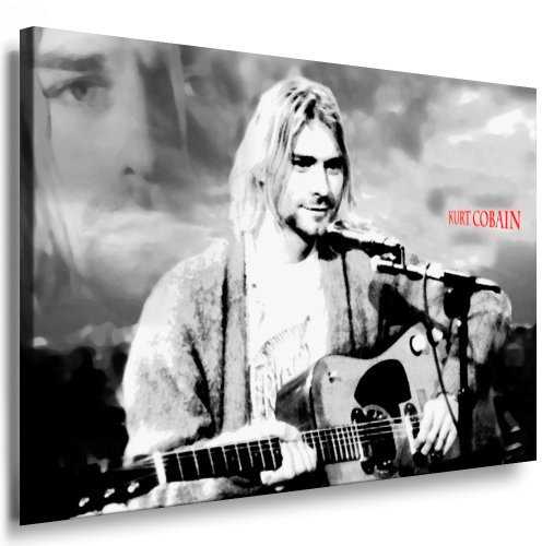 Kurt Cobain - Nirvana Leinwand Bild 100x70cm k. Poster ! Bild fertig auf Keilrahmen ! Pop Art Gemälde Kunstdrucke, Wandbilder - Bilder zur Dekoration Deko. Musik Stars Kunstdrucke