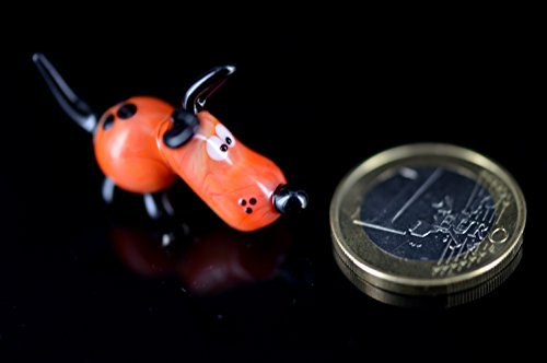 basticks Schnüffelnder Hund Mini aus Glas- Miniatur Glasfugur k5 Braun Rot Orange deko vitrine setzkasten
