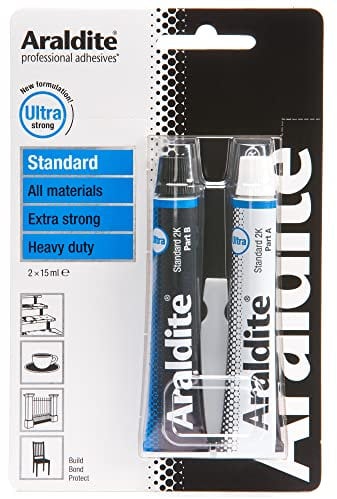 Araldite | Standard 2-Part Epoxy Resin Glue | Ultra Strong, Multipurpose & Solvent-Free Adhesive Works as Ceramic, Plastic, Metal, Jewellery & Glass Glue | For Durable Bonding & Repairs | 15ml