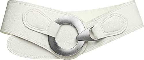 Caspar GU243 breiter Damen Taillengürtel, Gürtelgröße:90, Farbe:weiss