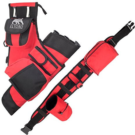 elToro Komplettes Köchersystem mit Gürtel und Taschen (rot, Linkshand)