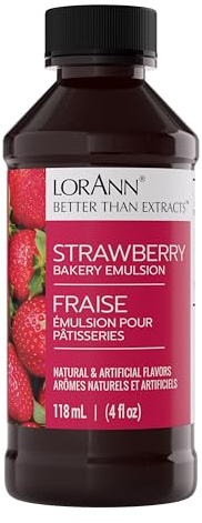 Lorann Oils Bakery Emulsions Sabor Natural y Artificial 4 Oz Fresa, Otro, Multicolor, 118 ml (Paquete de 1)