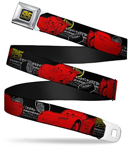 Buckle-Down Unisex-Erwachsene Cars 95 Sicherheitsgurt Schwarz/Gelb/Rot Gürtel, Autos, 1.5 Wide-24-38 Inches in Length