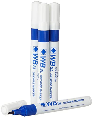 Hainenko Whiteboard Slimline Dry Wipe Marker with Fine Bullet Tip - Blue (Pack of 10)