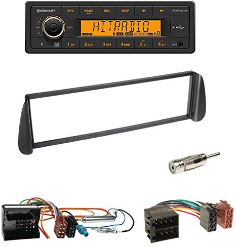 Set: Continental TR7412UB-OR Autoradio Bluetooth RDS USB MP3 + Radioblende schwarz + Radioadapter + Antennenadapter geeignet für Citroën Picasso (C) 01/2000-02/2010 / Xsara (N6) 11/2000-12/2005