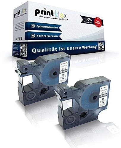 2x Print-Klex Schriftbänder kompatibel für Dymo D1 45010 Labelpoint 150 Labelpoint 200 Labelpoint 250 Labelpoint 300 Labelpoint 350 S0720500 12 mm x 7 m Black on Clear Nylonband - Color Plus Serie
