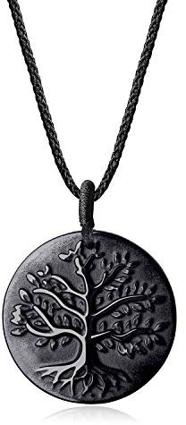 COAI Religious Jewelry Obsidian Stone Tree of Life Pendant Necklace for Men Women