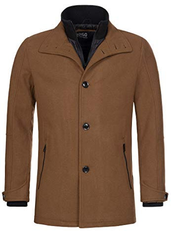 Indicode Herren Brittany Kurzmantel mit Stehkragen | Herrenmantel Wollmantel Mantel Männer Camel, XXL