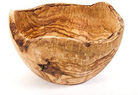 Verano Spanish Ceramics Olive Wood Handmade Large Rustic Fruit Bowl - Sustainably Sourced - Home Dining Room Table Kitchen Restaurant Café Snack Salad Pasta Food Sharing Serving Food Dish - 30-32cm