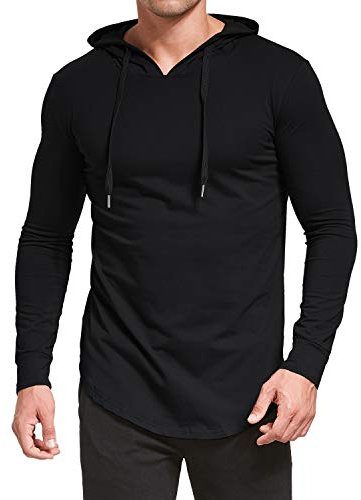 AIYINO Men's S-5X Long Sleeve Fashion Athletic Hoodies Workout Sweatshirt Hip Hop Pullover Hooded (3XL Black)