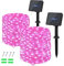 Dalugo Solar String Lights Outdoor, 120 LED Solar Powered Fairy Lights 40Ft 8 Modes Waterproof Garden Lights for Garden Tree Party Wedding Indoor/Outdoor Decoration(Pink-2 Pack)