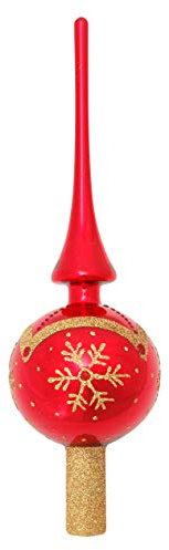 Krebs Glas Lauscha - Weihnachtsdekoration/Christbaumschmuck aus Glas - Christbaumspitze - Farbe: Rot glänzend - Größe: ca. 28 cm