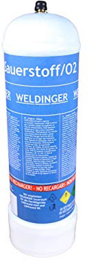 WELDINGER Sauerstoff Einwegflasche 2,2 l M12x1re 110bar