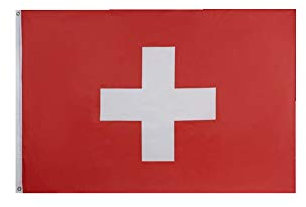 stormflag Bandera de Suiza (90 cm x 150 cm) de poliéster Pongee 90 g con ojales con doble aguja.