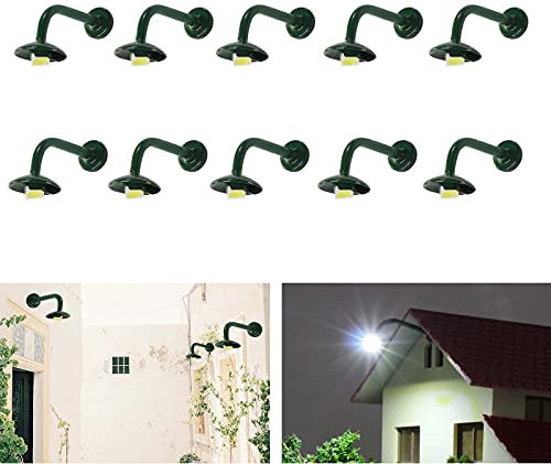 Evemodel 10Stk Modellbahn Led Laternenlampen Wandleuchten Spur H0 12V Modellbau Dekor (weiß)